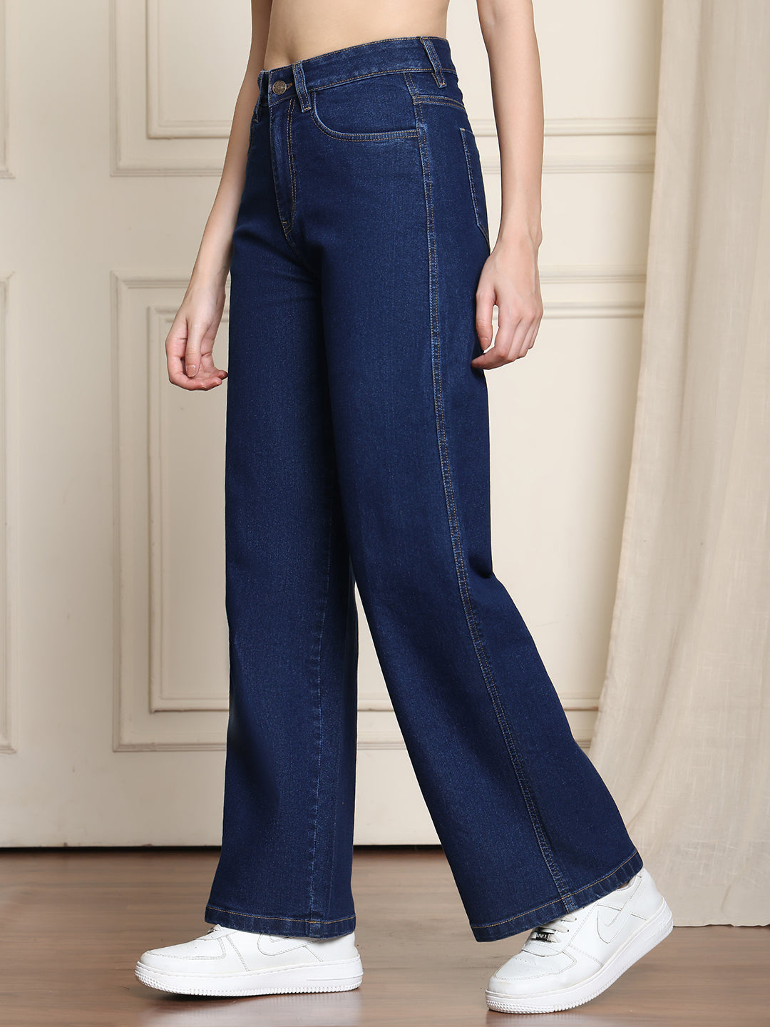 PUELLA Dark Blue High-Rise Straight Fit Jeans