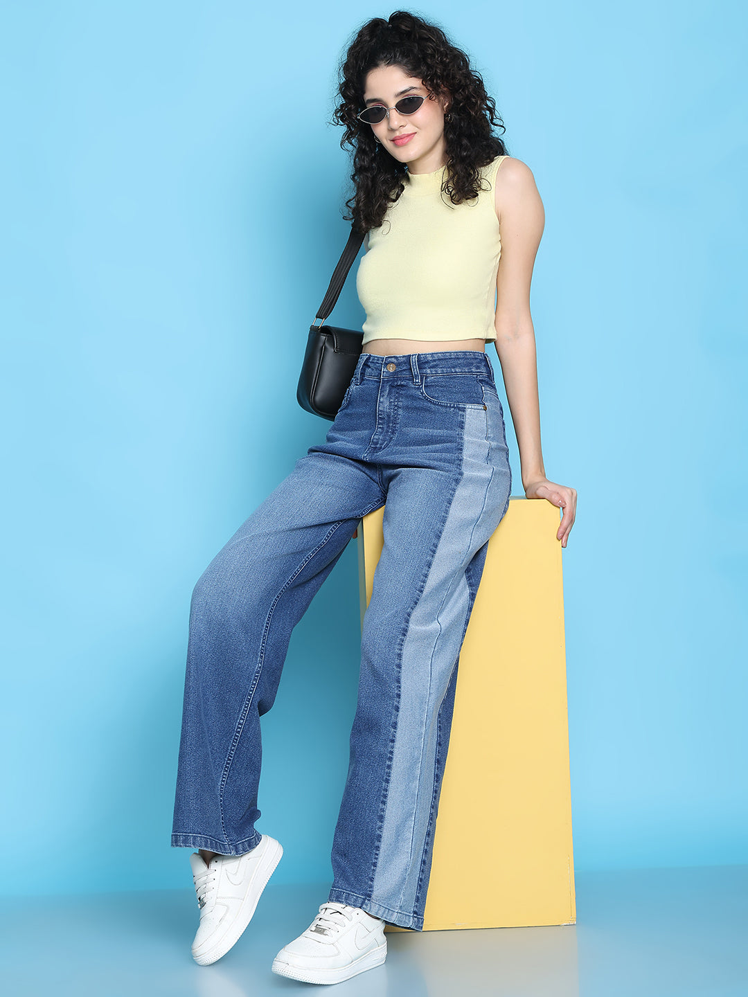 PUELLA Dual Tone High-Rise Straight Fit Jeans