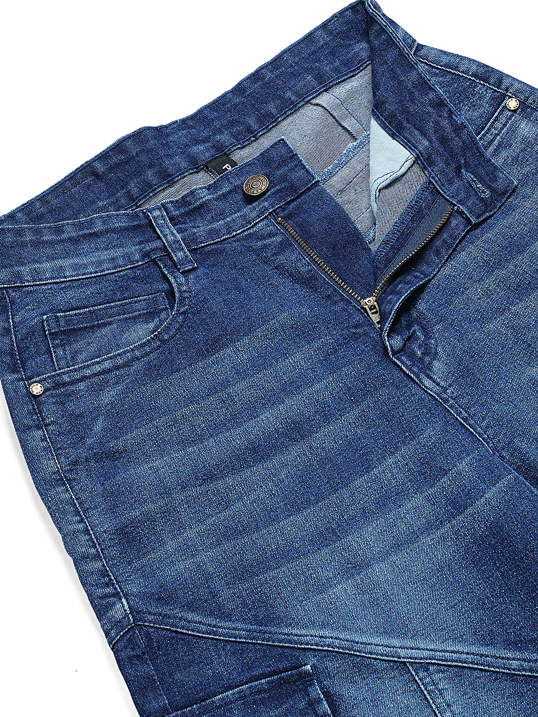 PUELLA Women Blue Washed High-Rise Wide-Leg Cargo Jeans