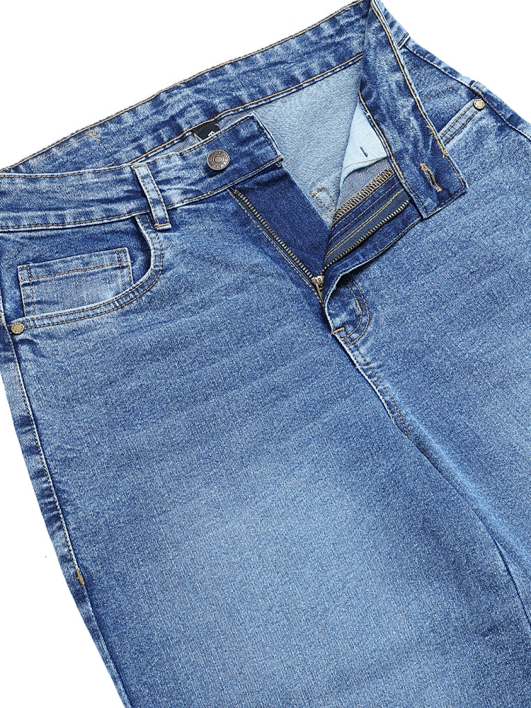 PUELLA Women Mid-Blue High-Rise Wide-Leg Jeans