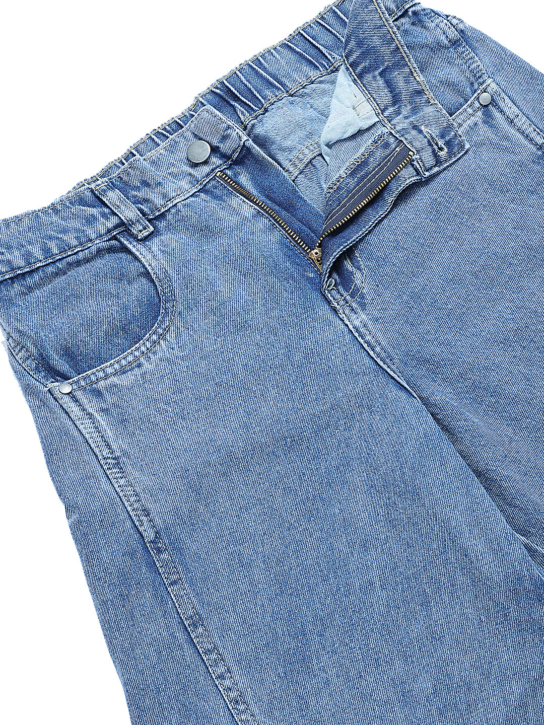 PUELLA Women Light Blue Elasticated Waist Cargo-Style Wide-Leg Jeans