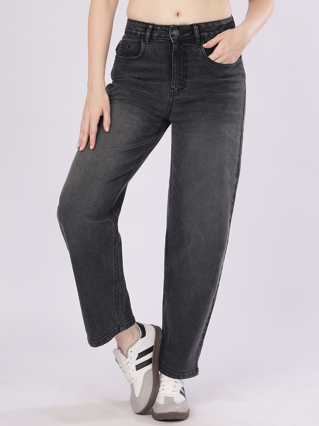 Women’s Dark Grey Straight Fit Denim Jeans