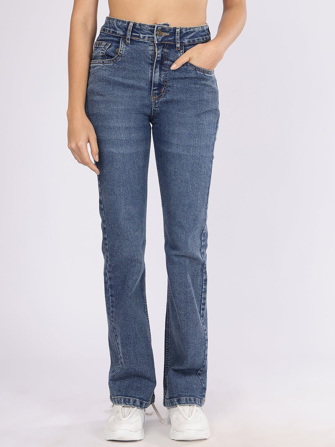 Women’s Mid Blue Boot-Cut Denim Jeans