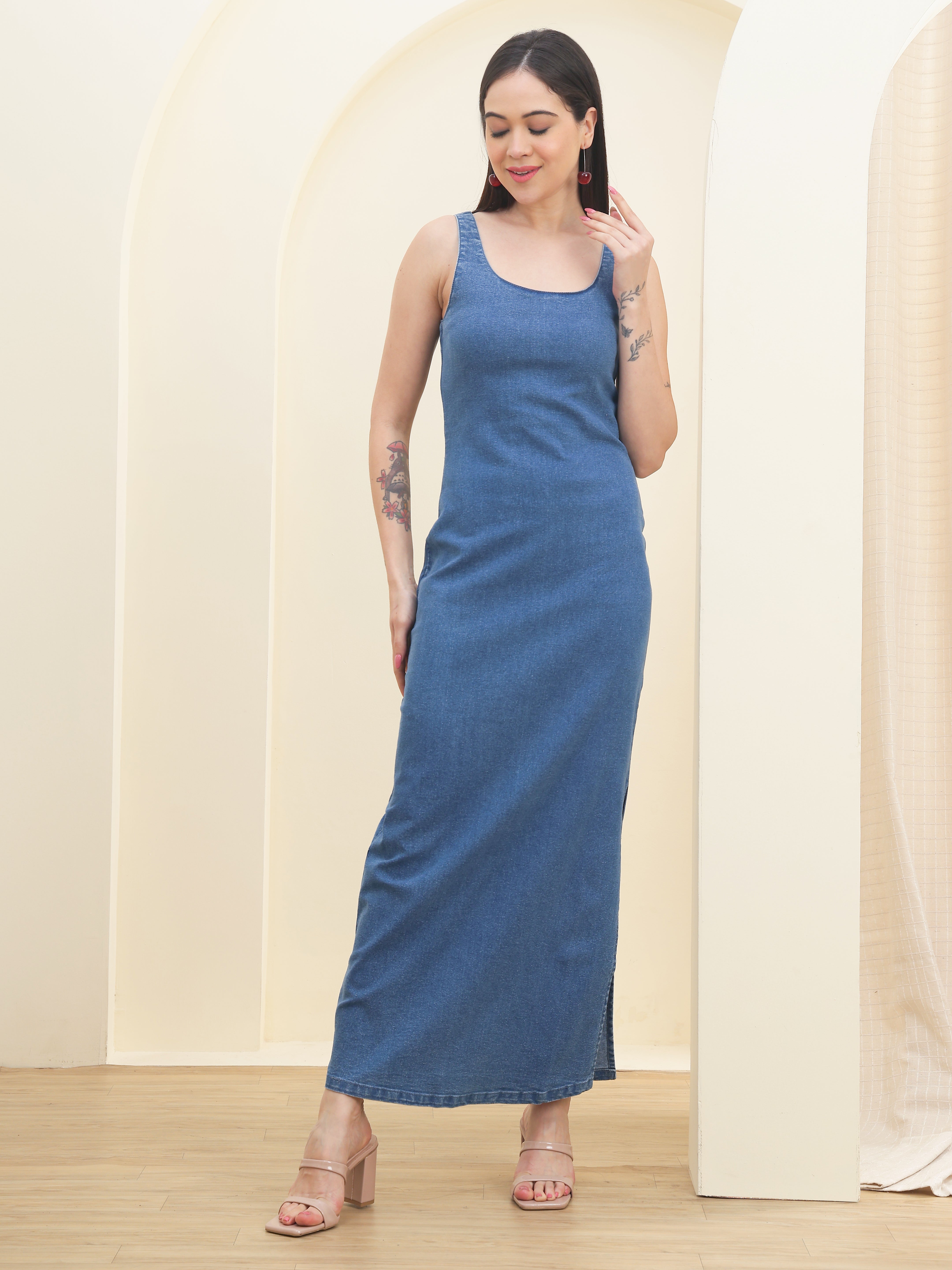 DOZER Blue Denim Sleeveless Maxi Dress