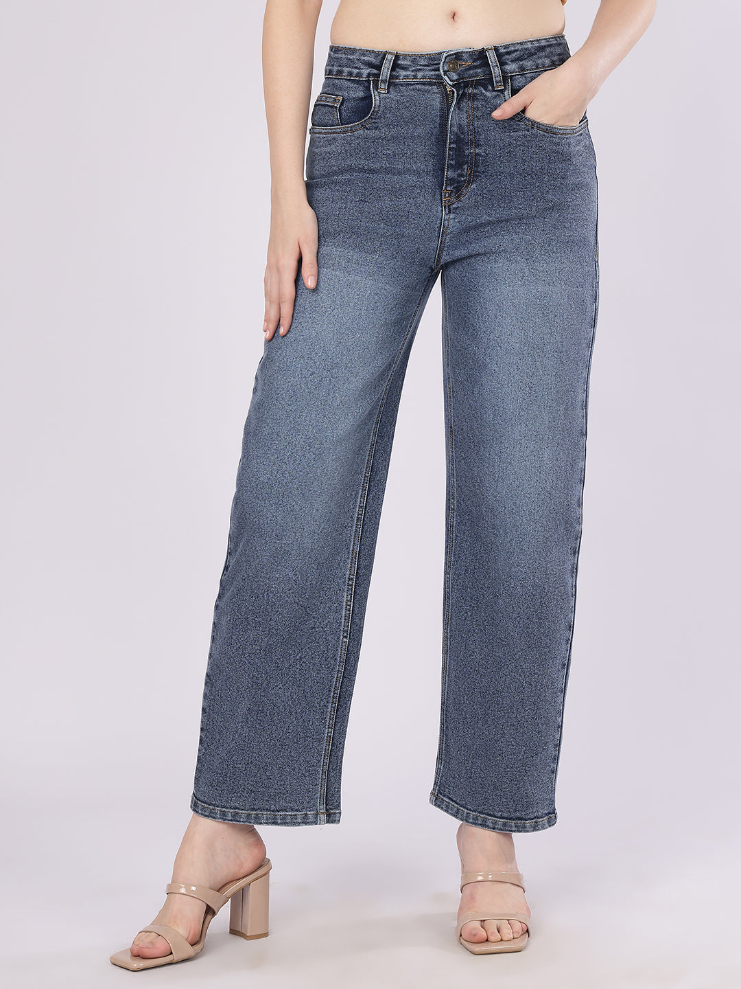 Women’s Blue Straight Fit Denim Jeans
