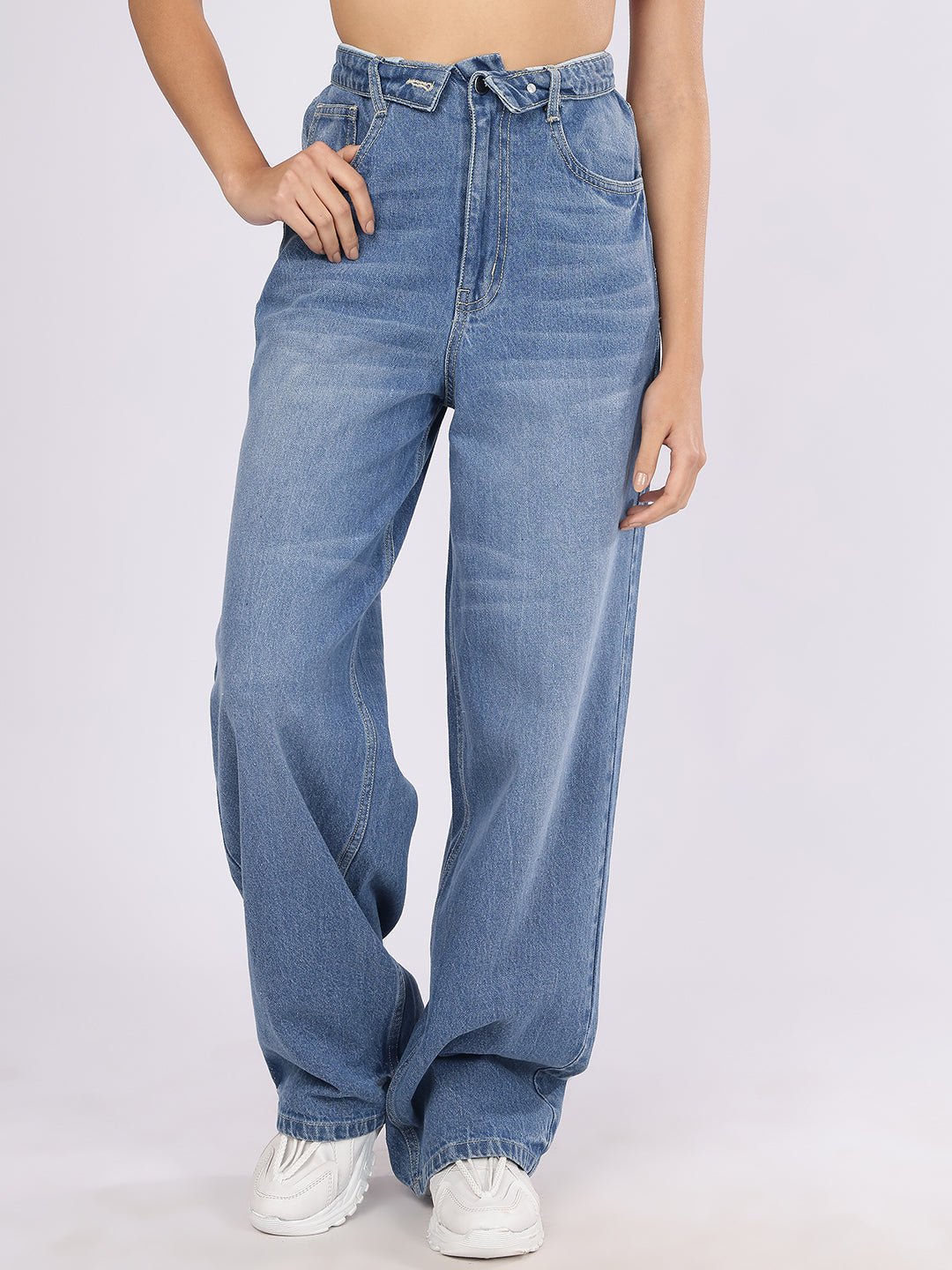 Women’s Blue High-Rise Loose Fit Denim Jeans