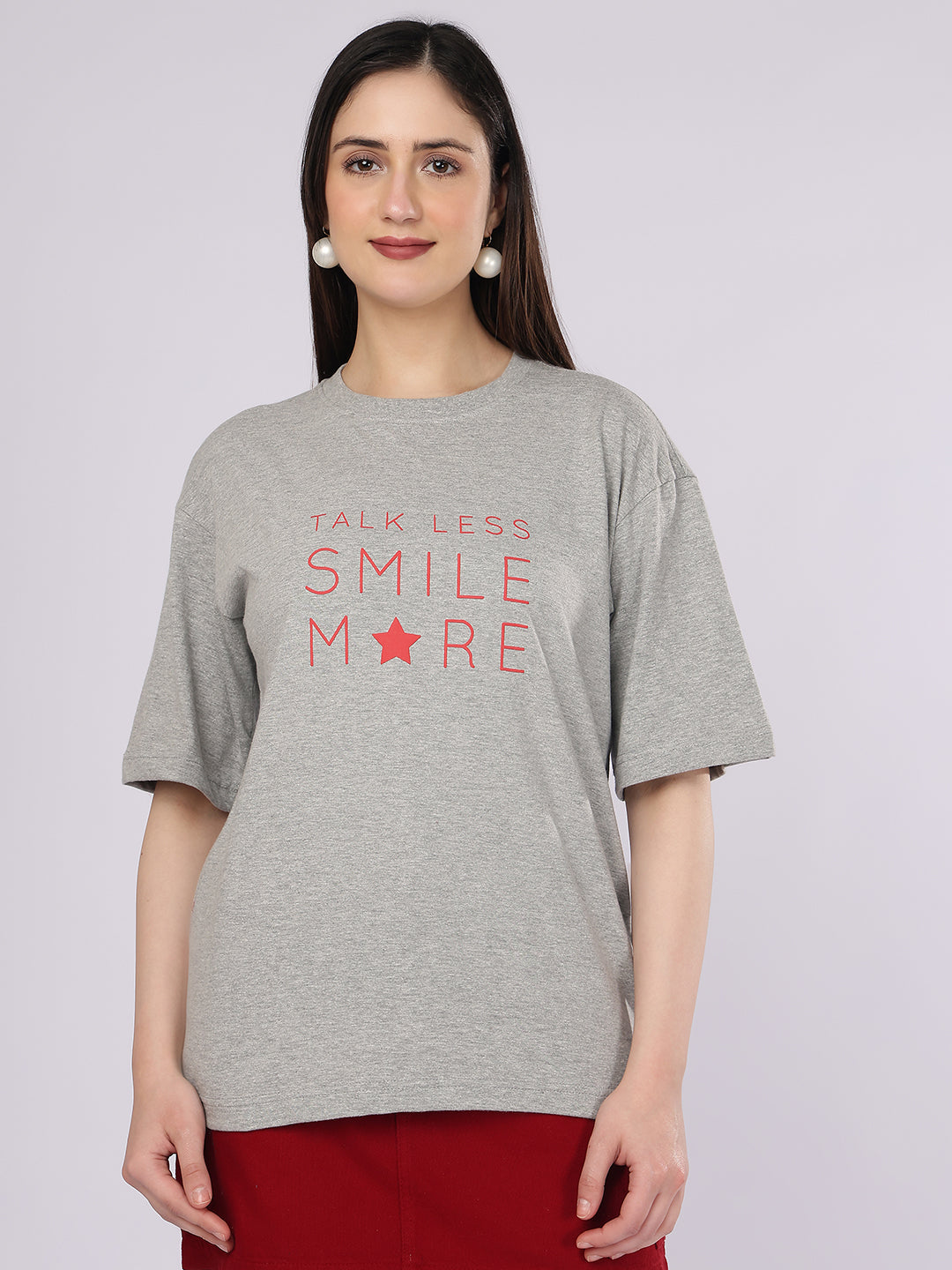 Dozer “Talk Less” Printed Grey Oversized T-Shirt