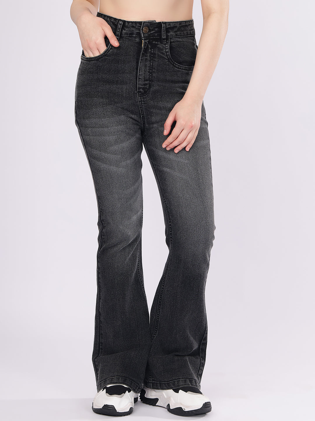 Women’s Dark Grey Boot-Cut Denim Jeans