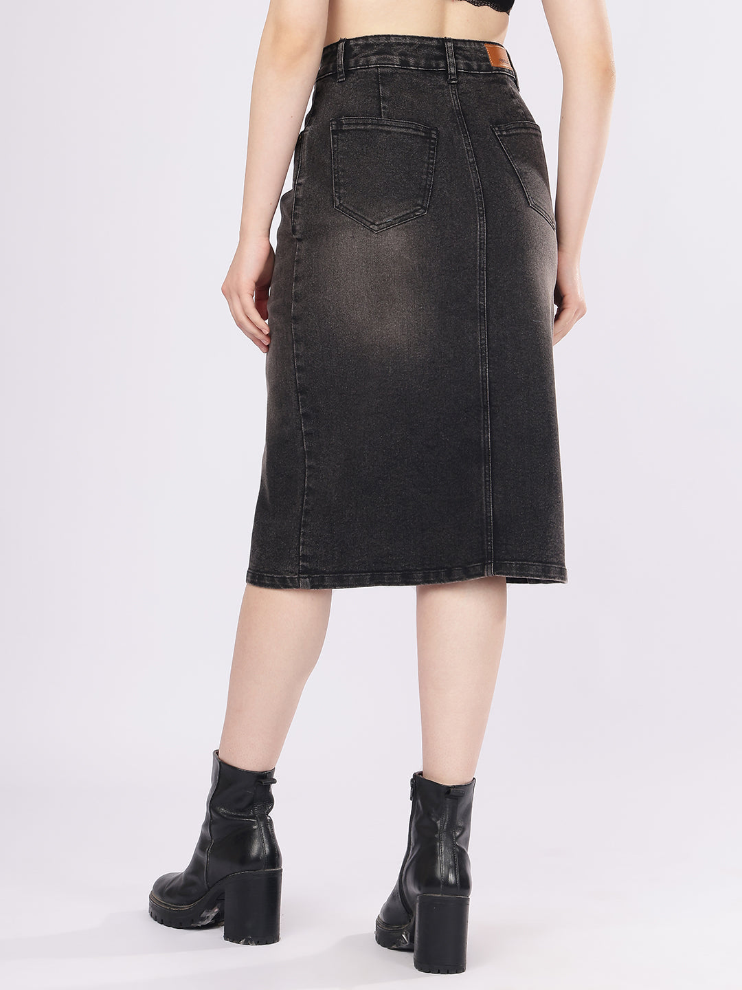 Women’s Faded Black Denim Skirt