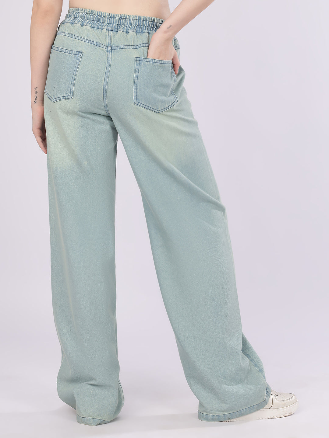 Women’s Sea Blue Straight Fit Denim Trouser Jeans