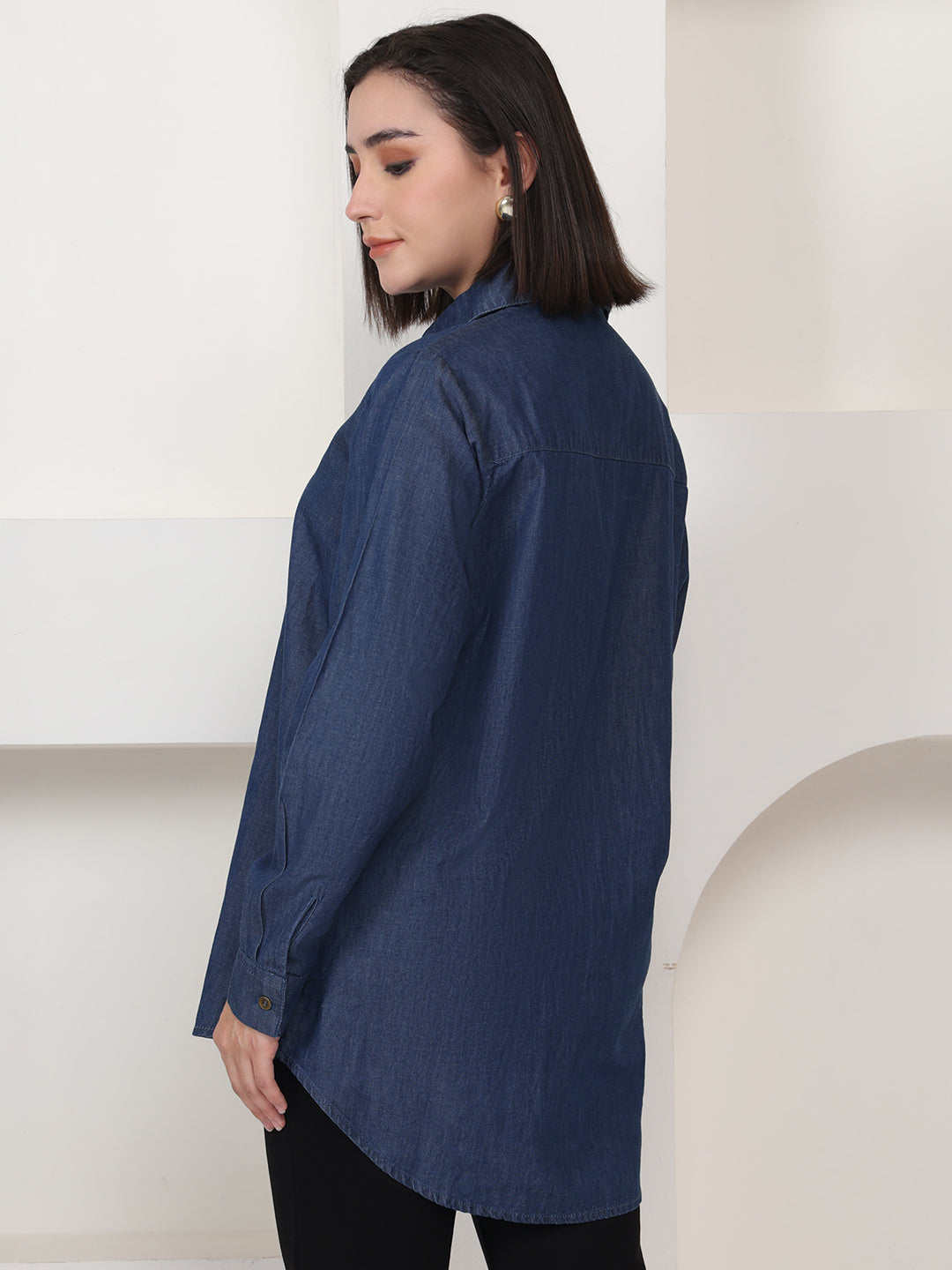 PUELLA Women Blue Denim Relaxed Fit Shirt