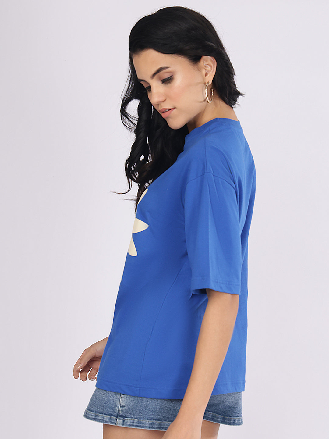 Dozer Daisy Print Cobalt Blue Casual T-Shirt