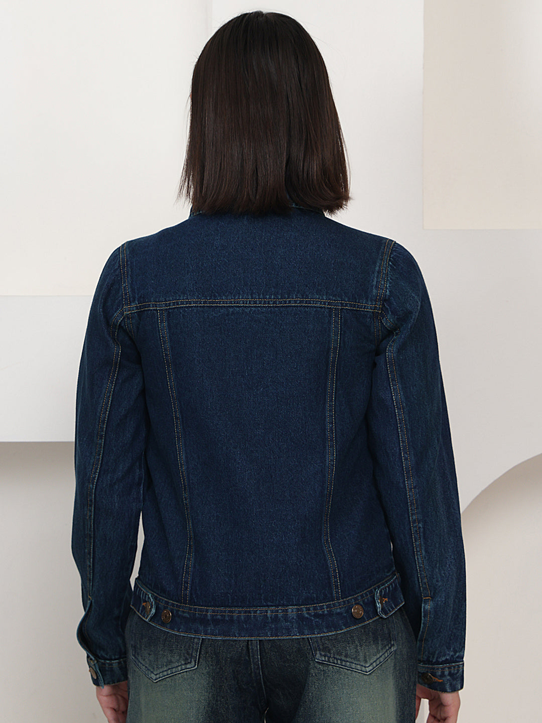 PUELLA Essential Navy Blue Regular-Fit Denim Jacket
