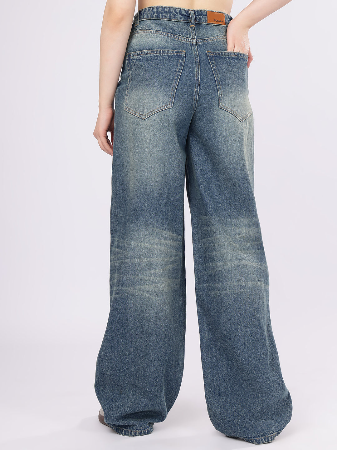 Women’s Dark Blue High-Rise Loose Fit Denim Jeans