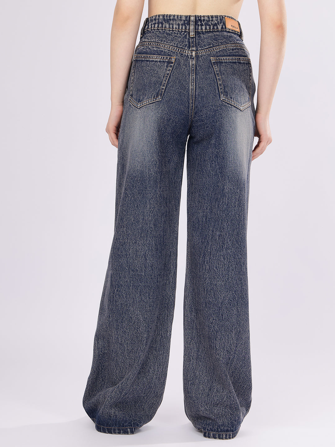 Women’s Blue High-Rise Baggy Fit Denim Jeans