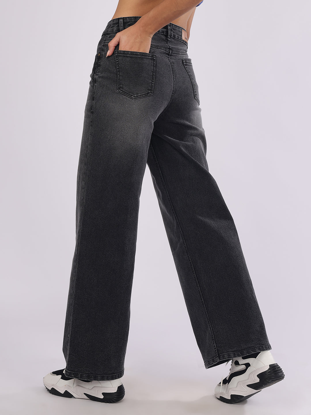 Women’s Dark Grey Straight Fit Denim Jeans