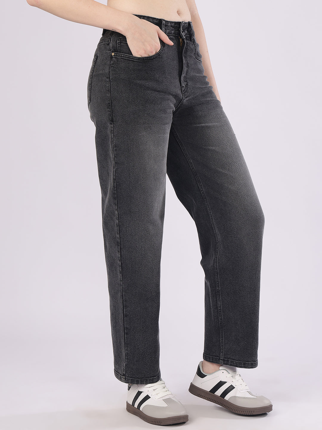 Women’s Dark Grey Straight Fit Denim Jeans