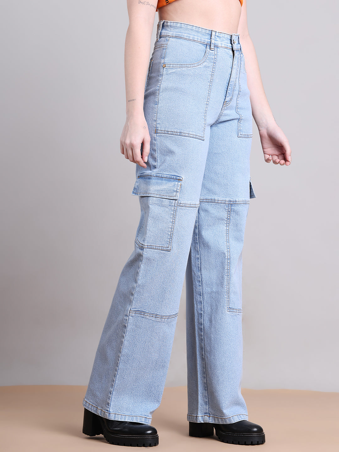 PUELLA Light Blue High-Rise Straight Fit Jeans