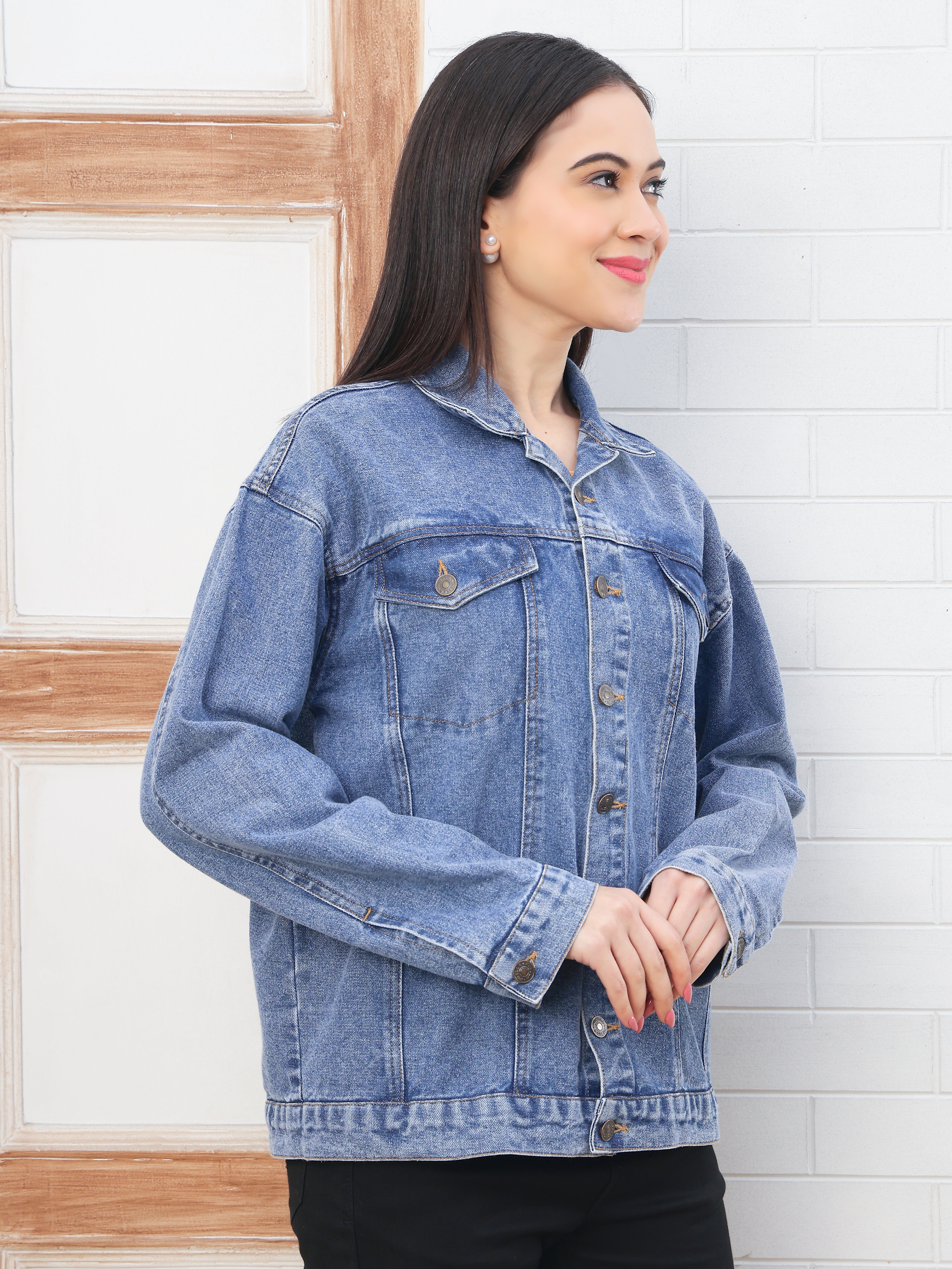 Women’s Blue Loose Fit Denim Jacket