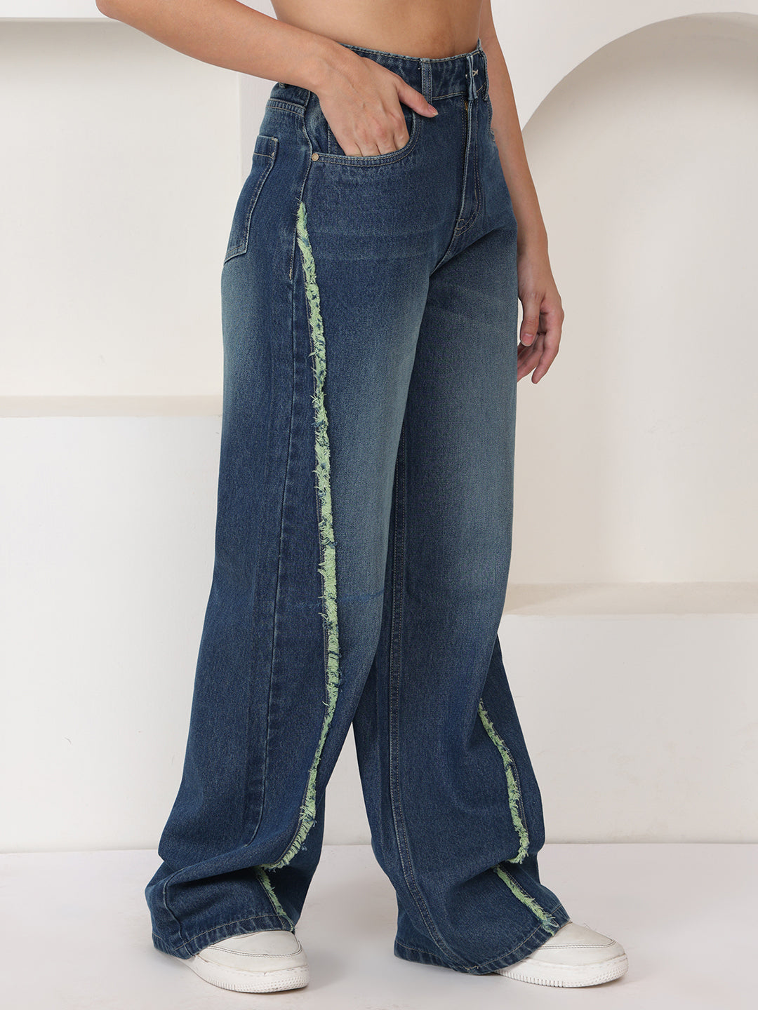PUELLA Women Dark Blue Light-Fade High-Rise Baggy Jeans