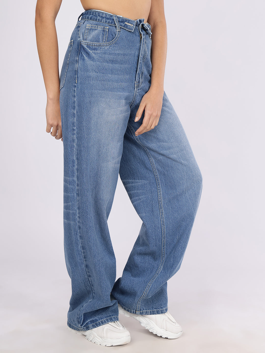 Women’s Blue High-Rise Loose Fit Denim Jeans