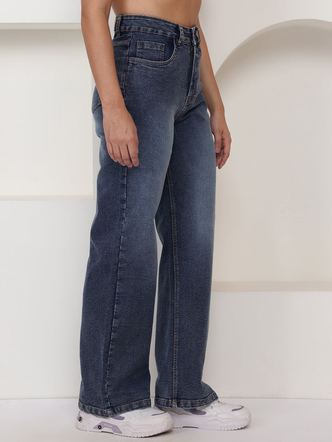 PUELLA Women Medium Blue High-Rise Straight Fit Jeans