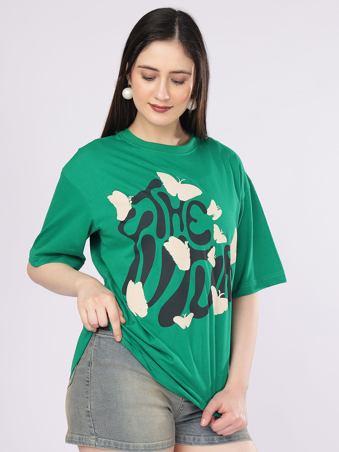 Dozer “The Wish” Butterfly Graphic Green Oversized T-Shirt
