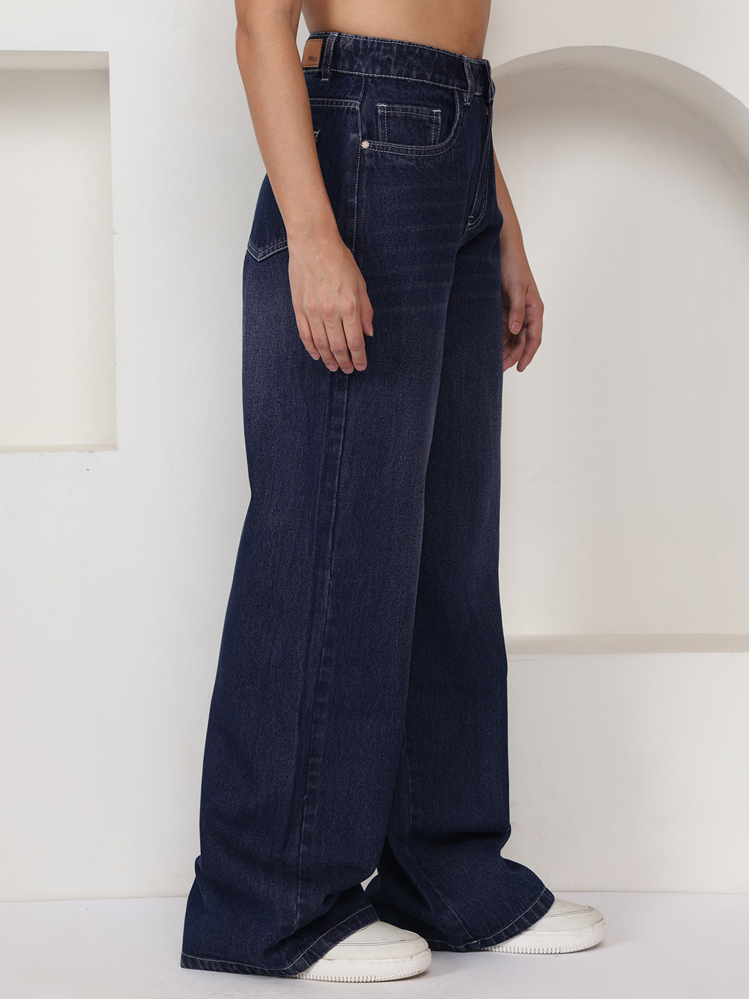 PUELLA Women Dark Blue High-Rise Loose Fit Non-Stretchable Light Fade Jeans