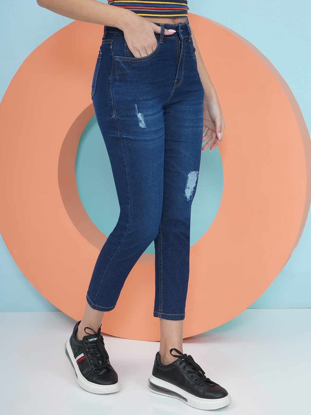 PUELLA Mid-Rise Distressed Slim Fit Jeans