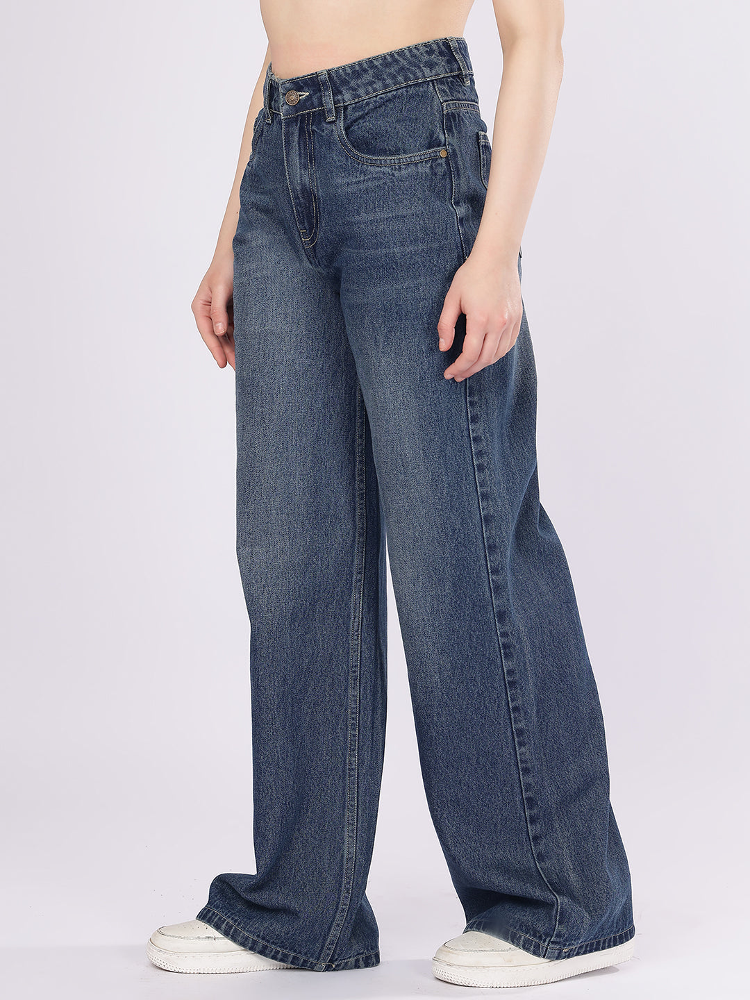 Women’s Dark Blue High-Rise Straight Fit Denim Jeans