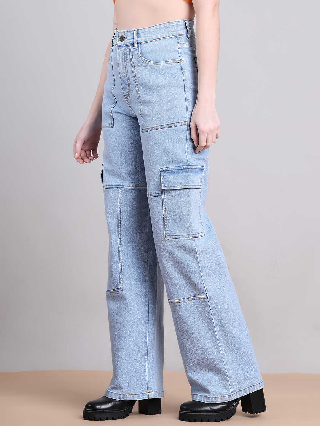 PUELLA Light Blue High-Rise Straight Fit Jeans