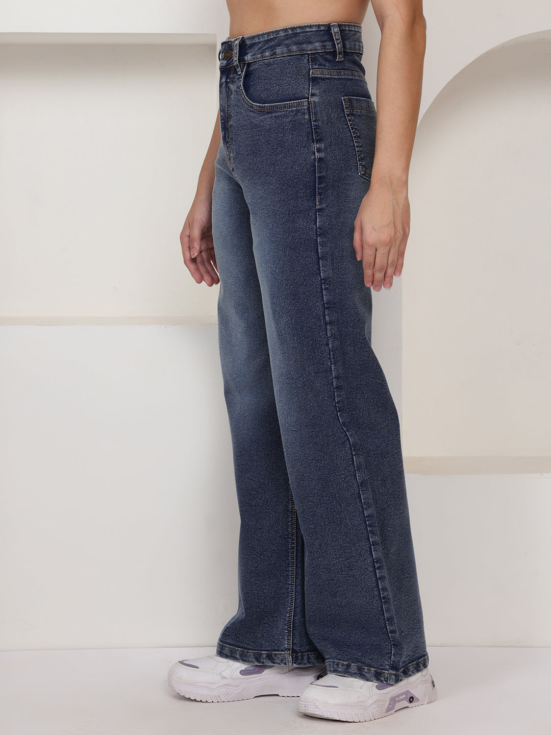 PUELLA Women Medium Blue High-Rise Straight Fit Jeans