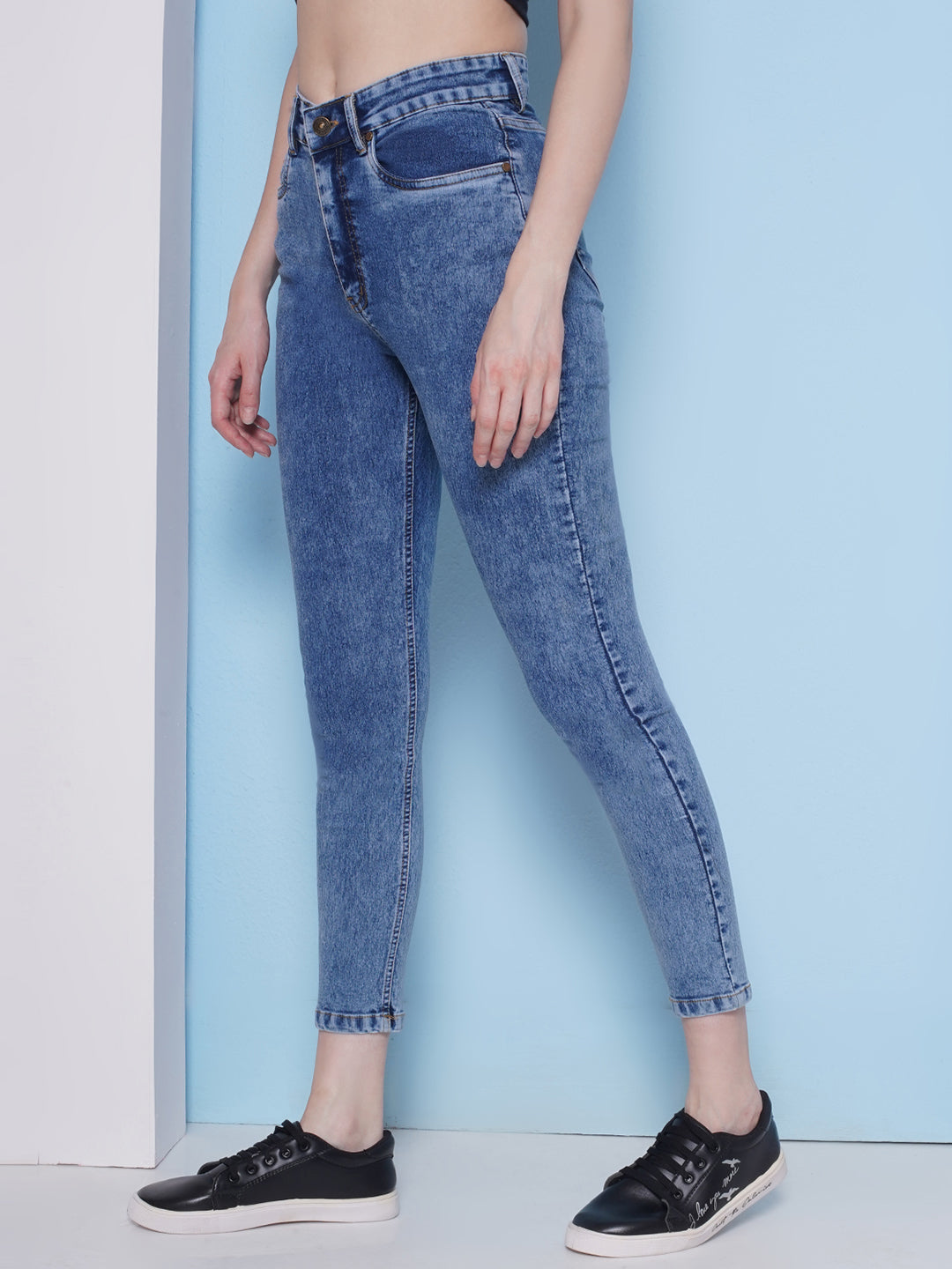 PUELLA Women Dark Blue High-Rise Skinny Fit Ankle-Length Jeans