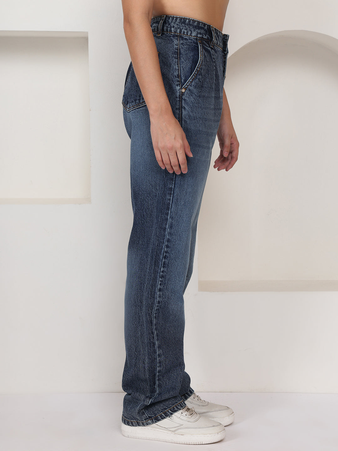 PUELLA Women Medium Blue High-Rise Regular Fit Jeans with Multi-Button Closure