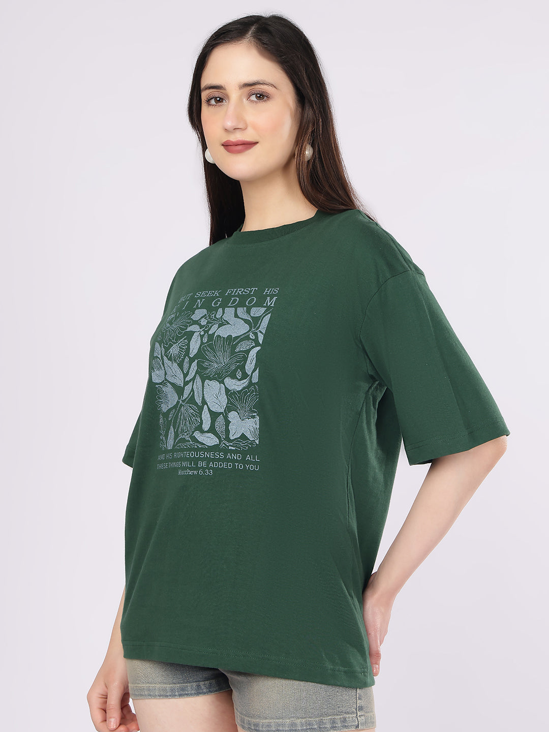 Dozer “Seek First” Botanical Print Green T-Shirt