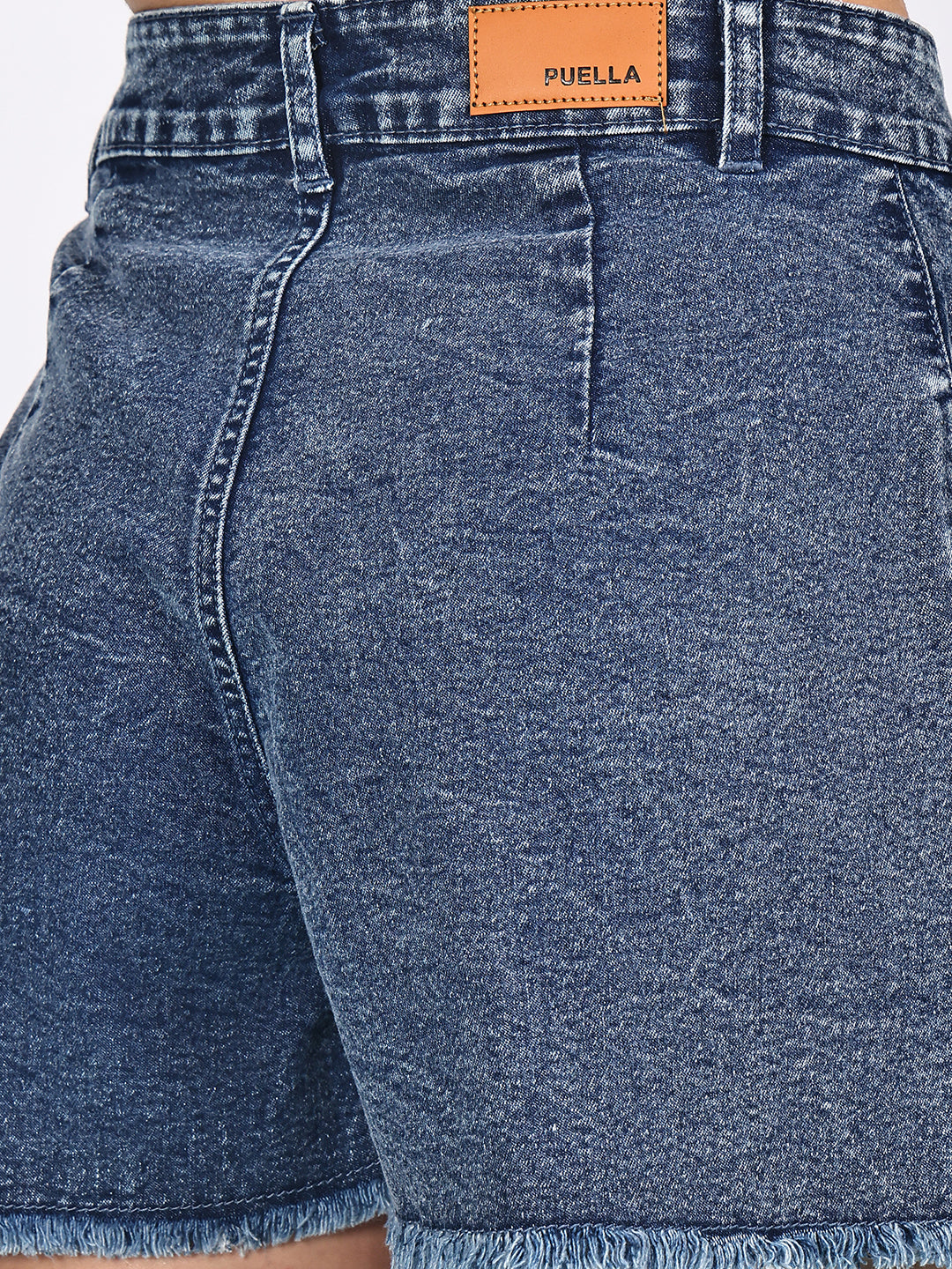 PUELLA Women Blue High-Rise Regular Fit Denim Shorts
