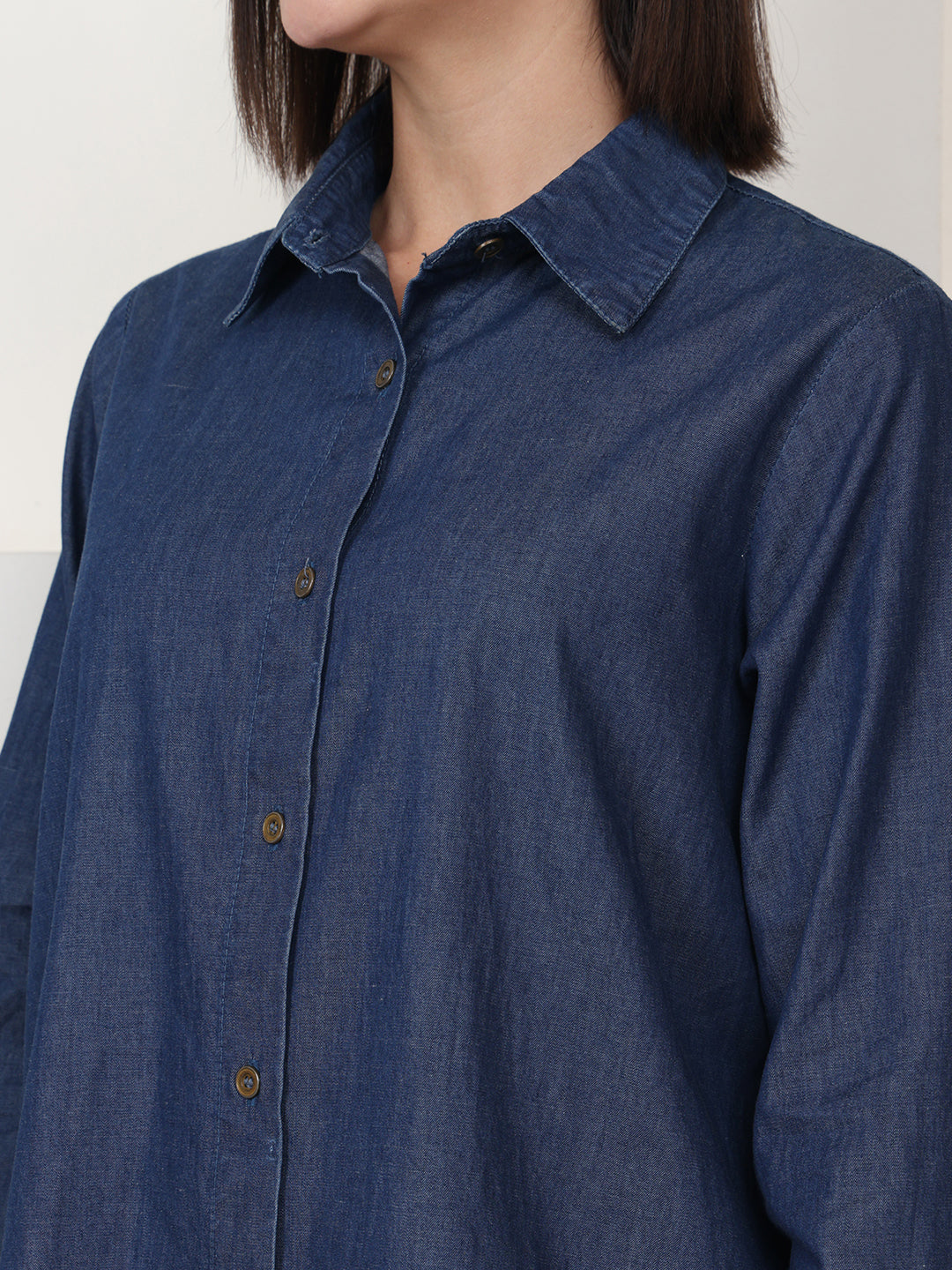 PUELLA Women Blue Denim Relaxed Fit Shirt