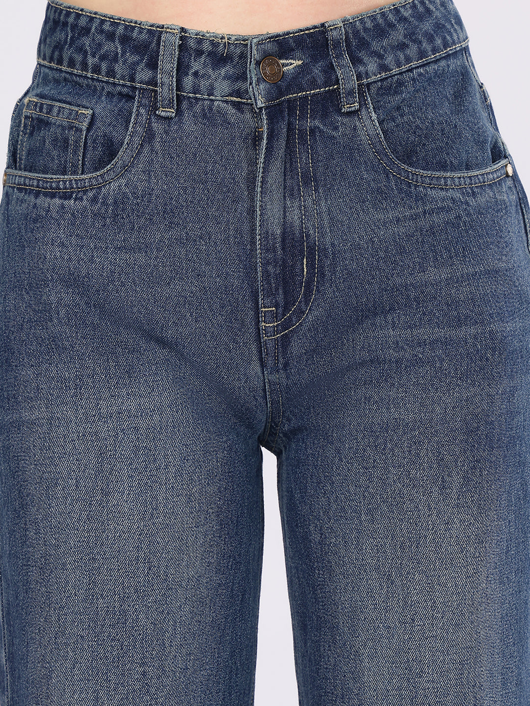 Women’s Dark Blue High-Rise Straight Fit Denim Jeans