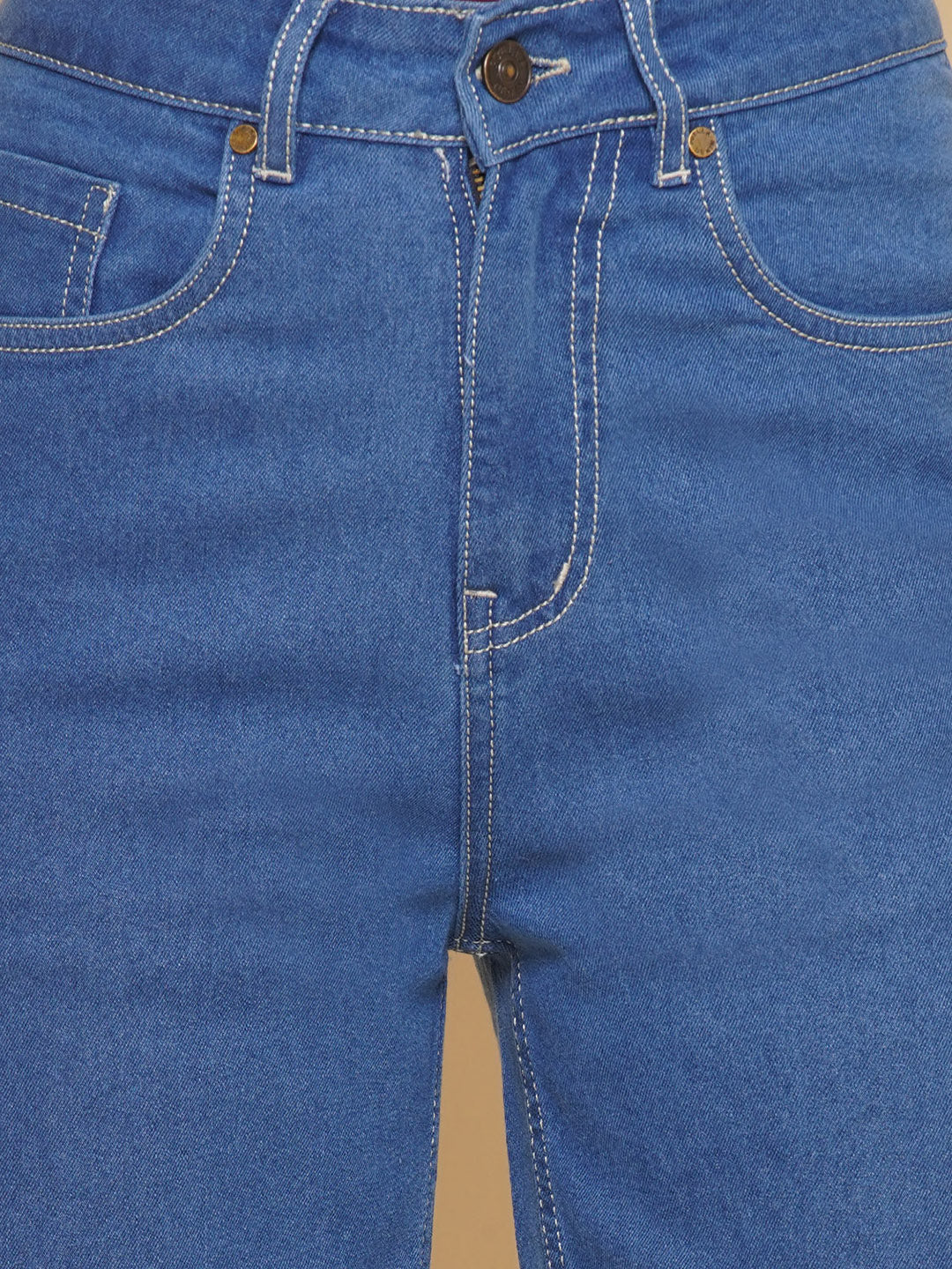 PUELLA Women’s High-Rise Wide Leg Jeans – Medium Blue Solid Denim