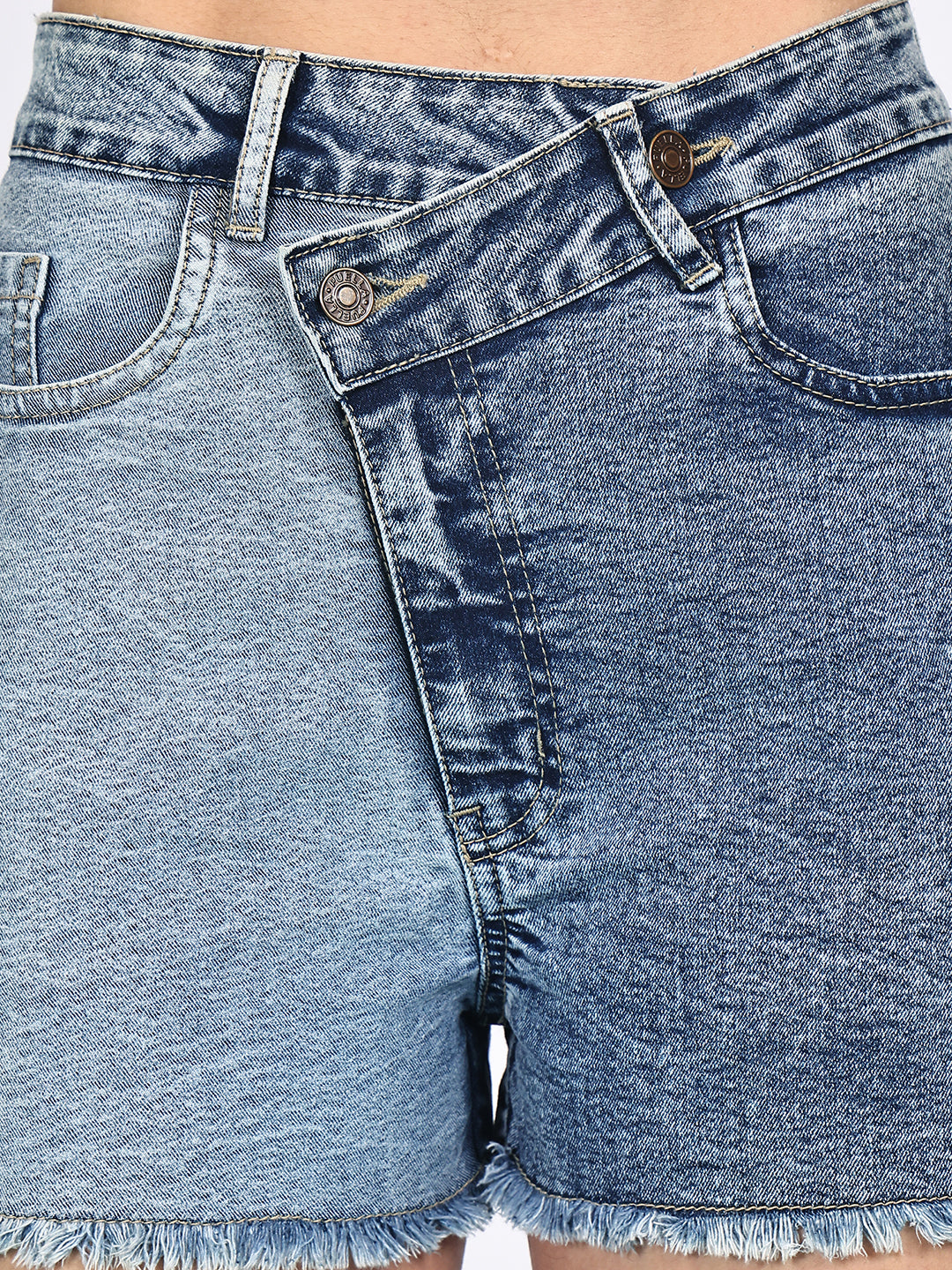 PUELLA Women Two-Tone High-Rise Denim Shorts