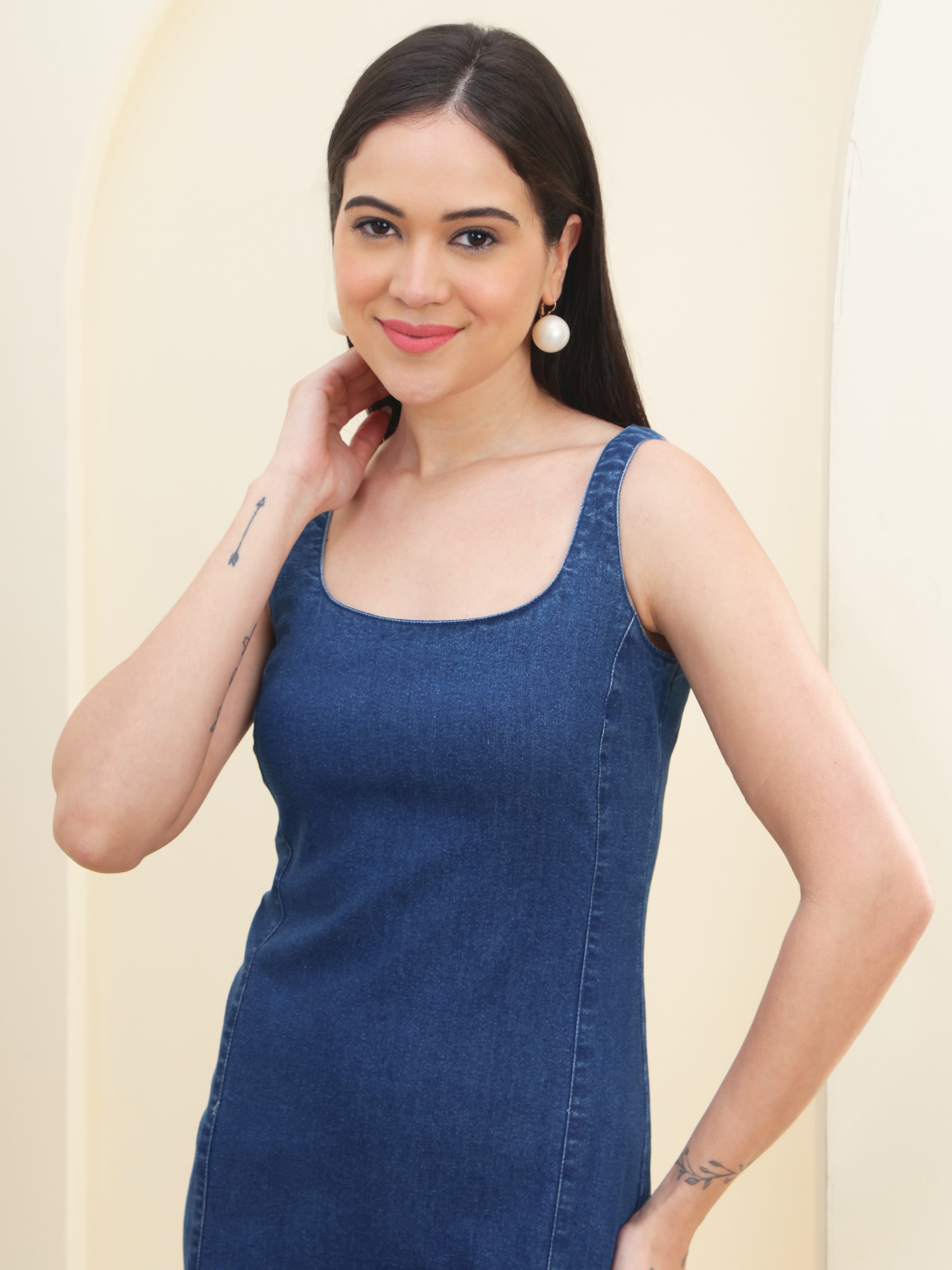 DOZER Blue Denim Sleeveless Sheath Dress