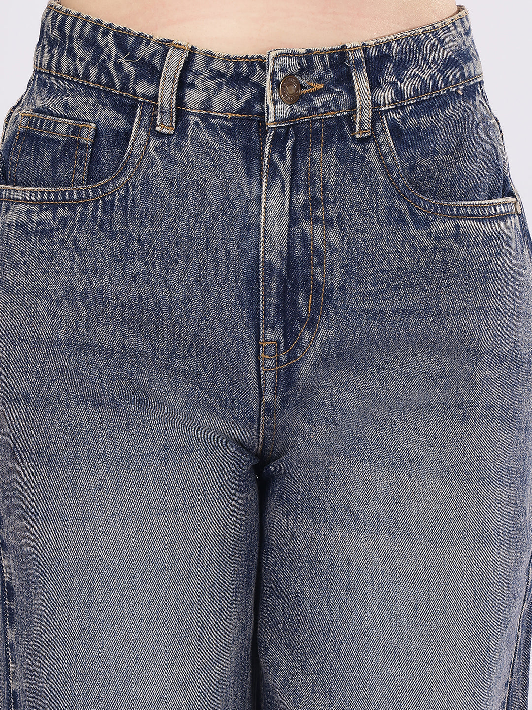 Women’s Blue High-Rise Baggy Fit Denim Jeans