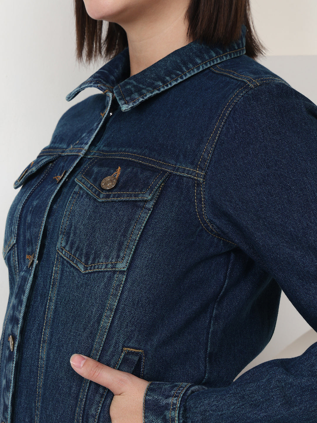 PUELLA Essential Navy Blue Regular-Fit Denim Jacket