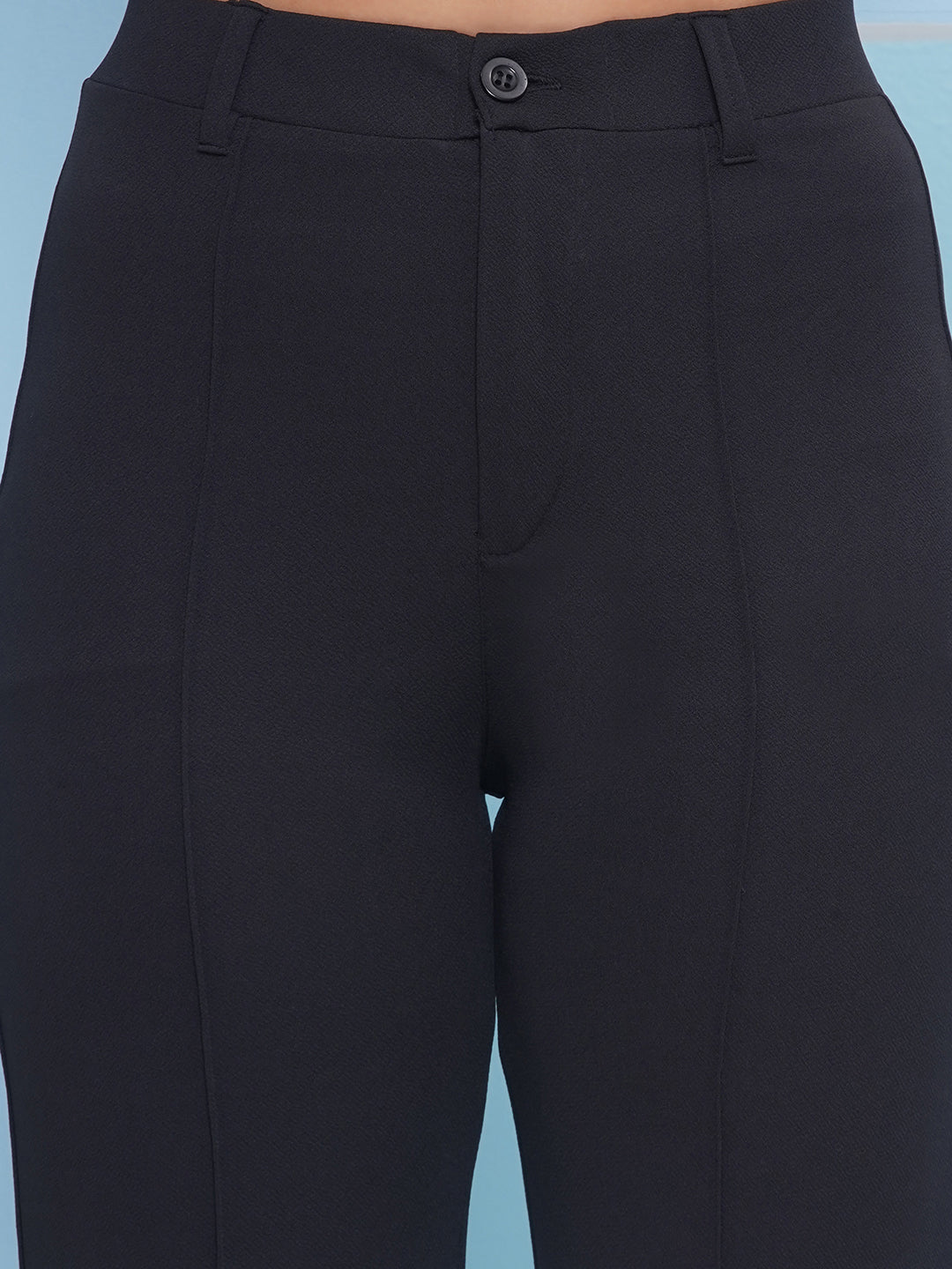 PUELLA Women Black High-Rise Straight Fit Trousers