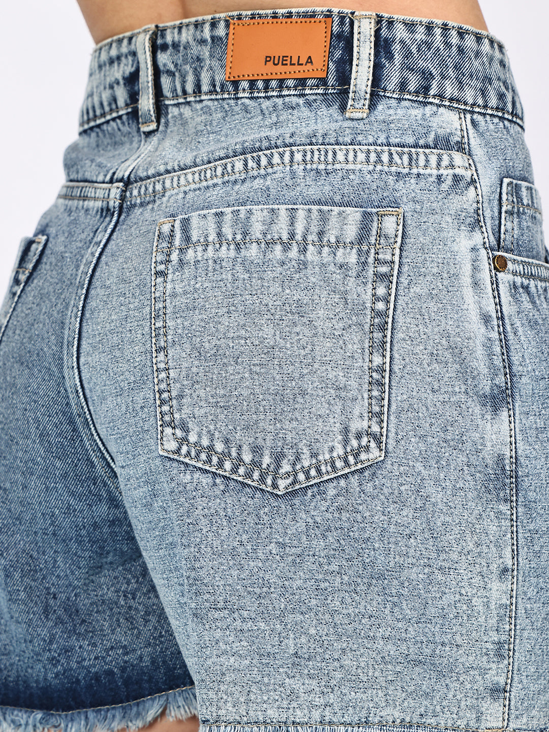 PUELLA Women Blue High-Rise Denim Shorts