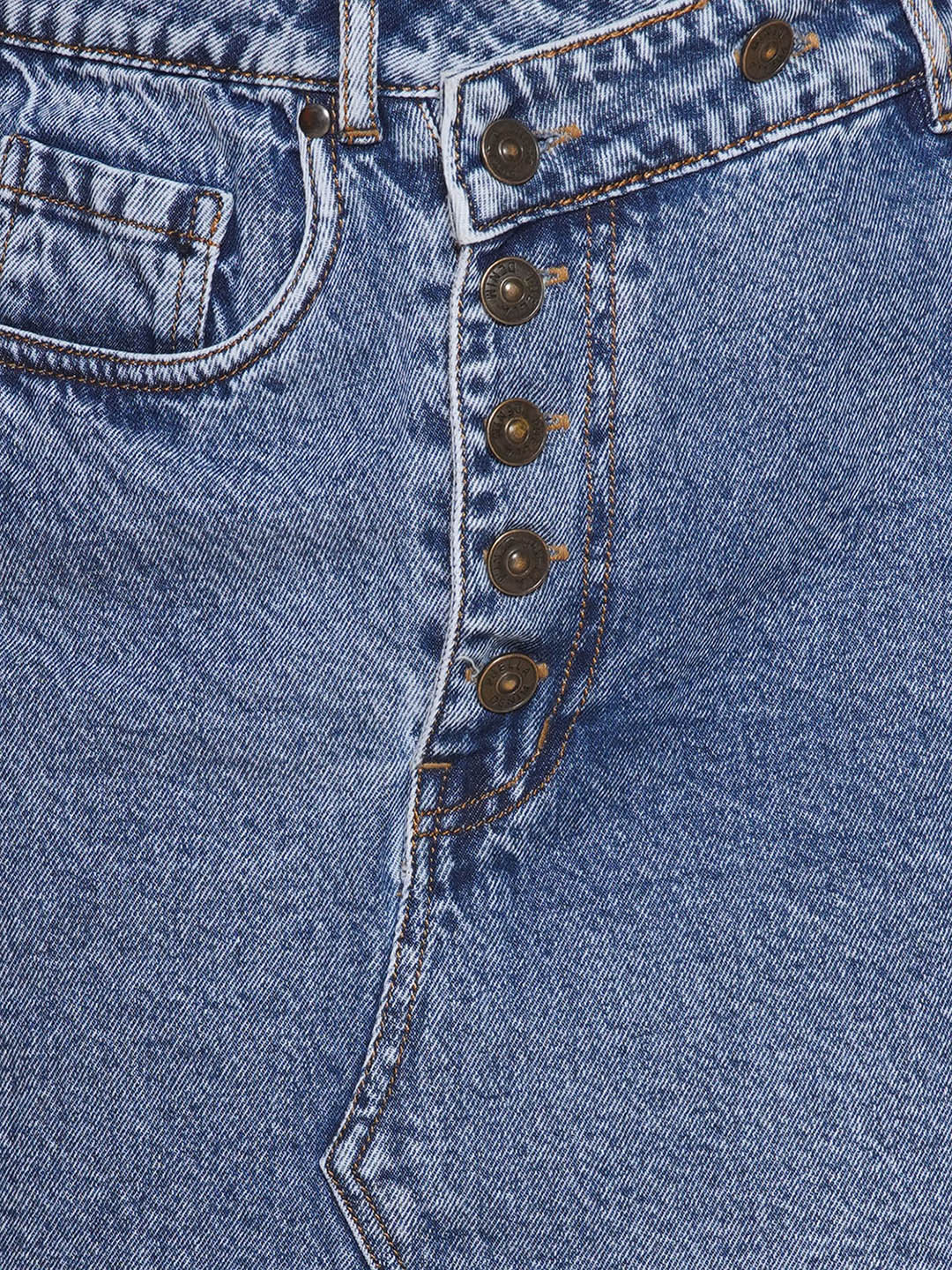 PUELLA Women’s Blue High-Rise Button-Front Denim Skirt