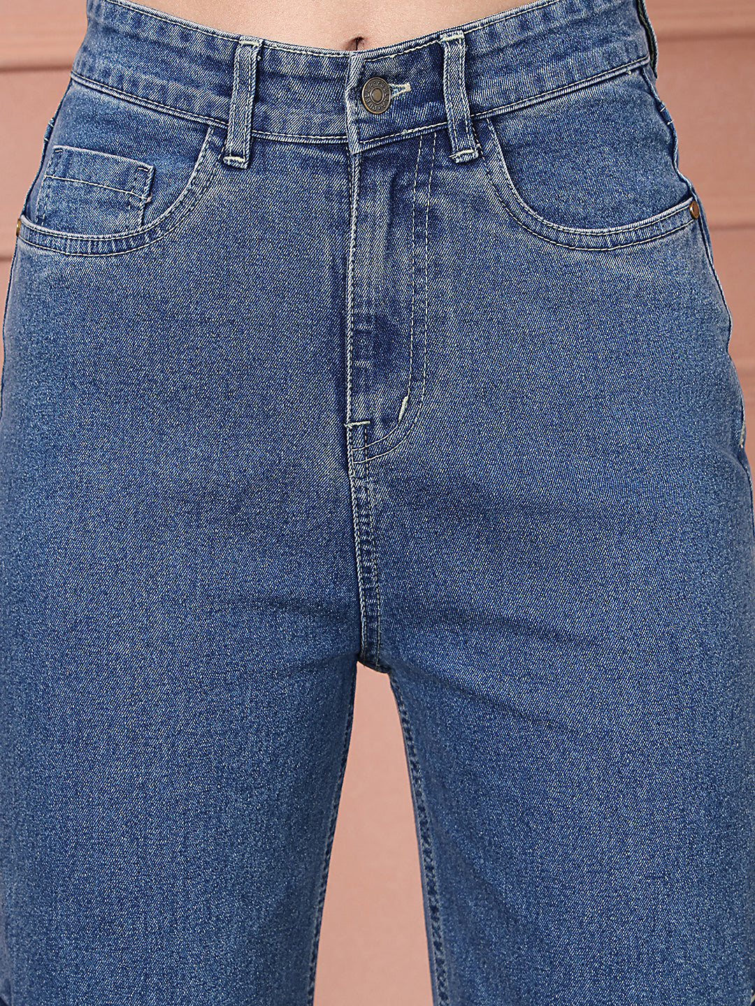 PUELLA Women Blue Side-Snap High-Rise Wide-Leg Jeans