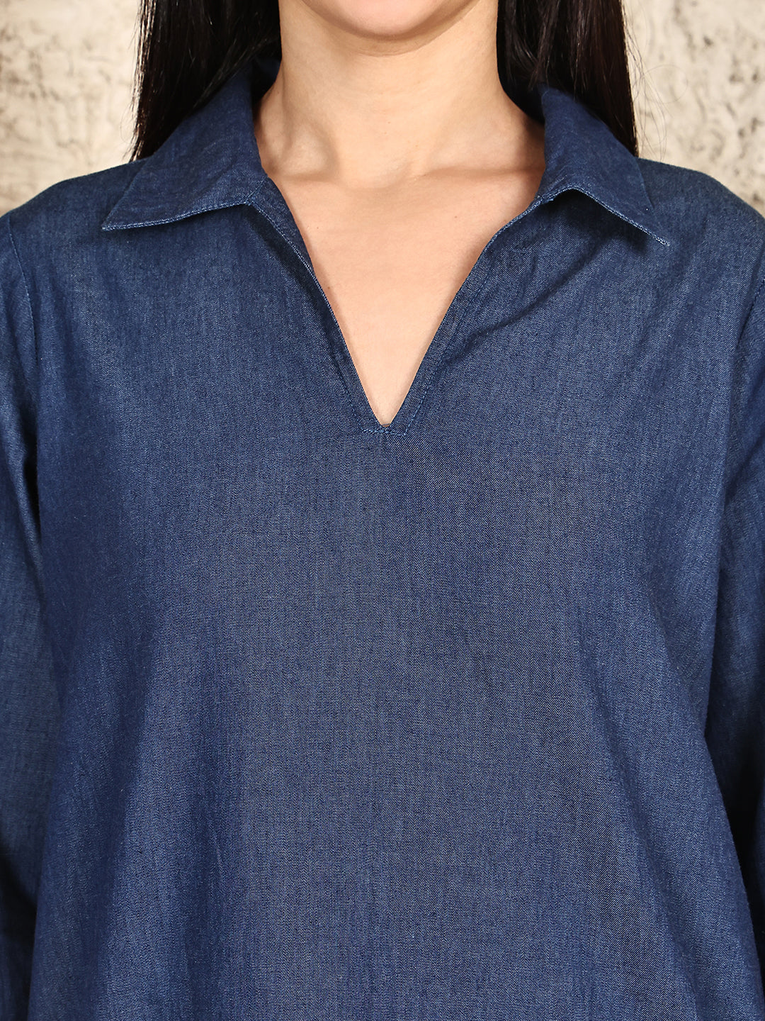 PUELLA Women Dark Blue Relaxed Fit Denim Top