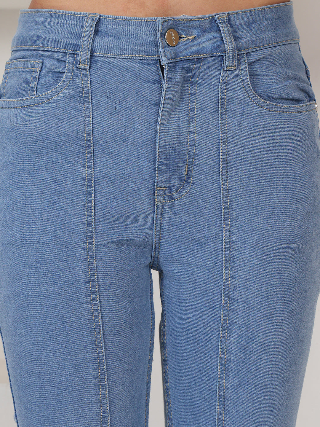 PUELLA Women Light Blue High-Rise Regular Fit Stretch Jeans