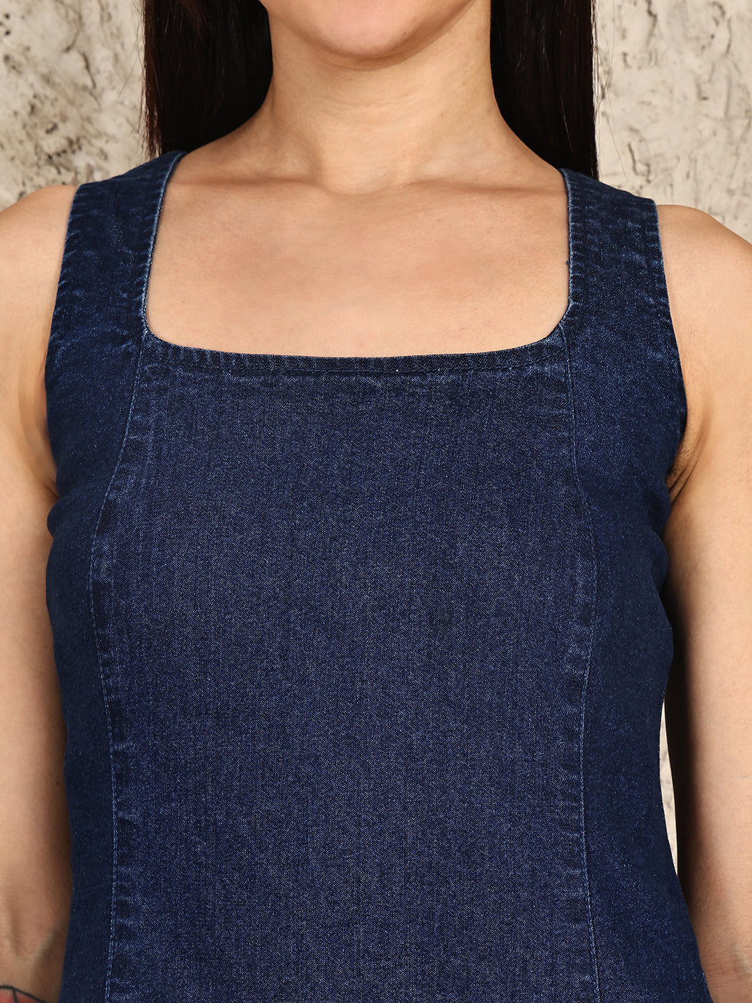 PUELLA Women’s Sleeveless Denim A-Line Midi Dress with Back Zipper